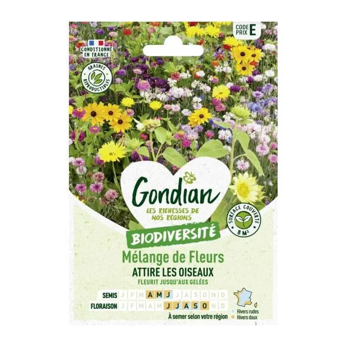 Mélange de fleurs oiseaux 8m² France Elevage Gondian